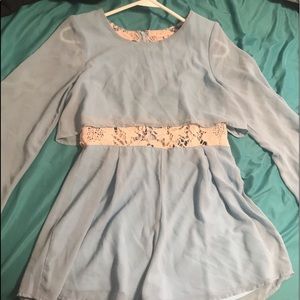 Long sleeve blue romper